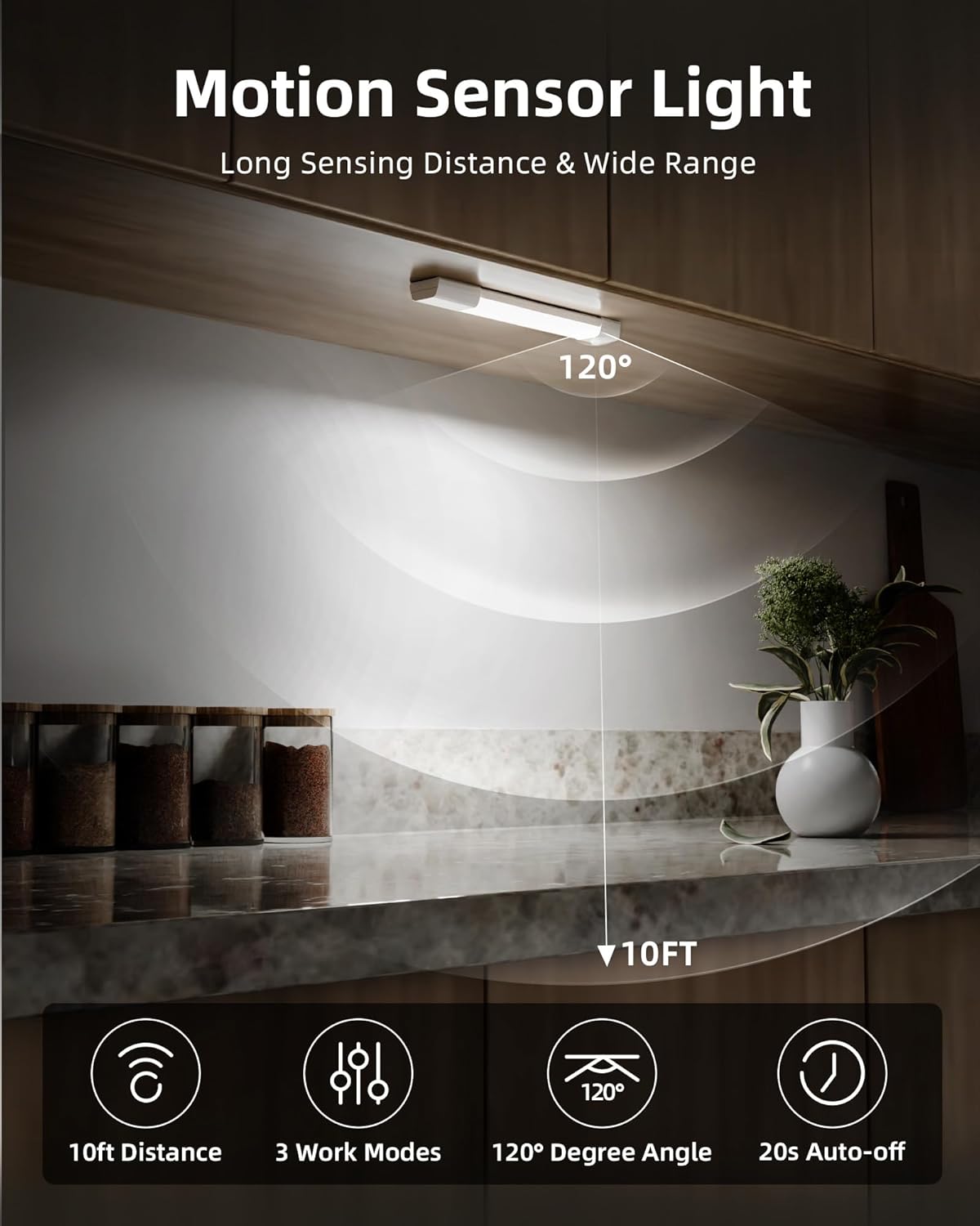 Wireless USB Rechargeable Motion Sensor LED Bar Light