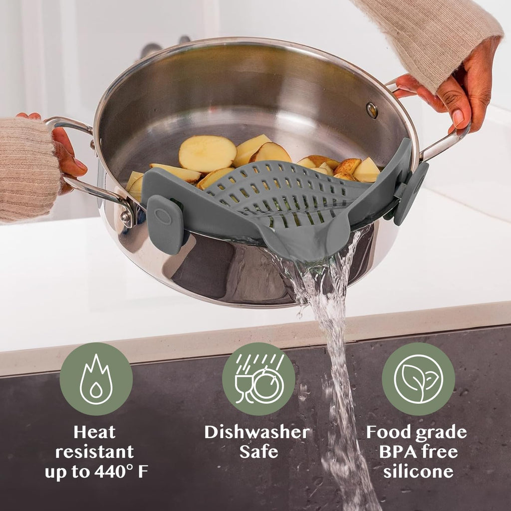 2Pc StrainLock™ - Easier Straining, Less Dishes