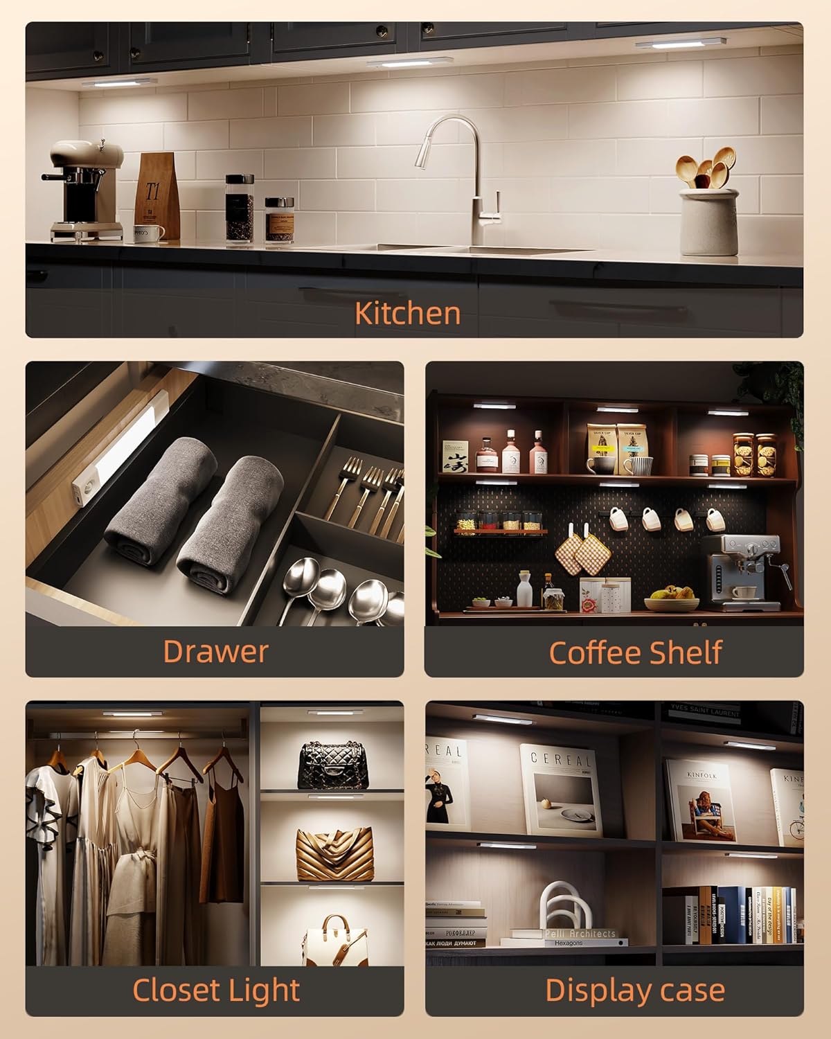 Wireless USB Rechargeable Motion Sensor LED Bar Light