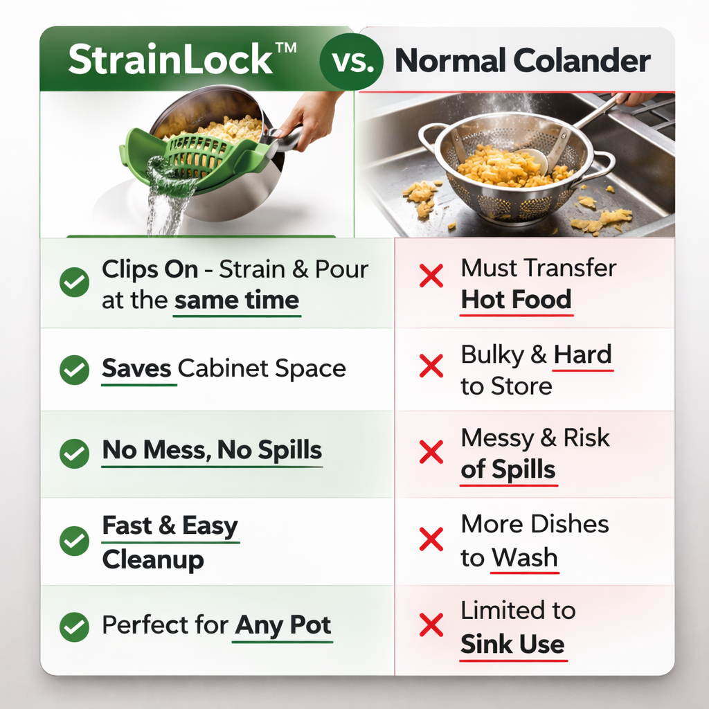 2Pc StrainLock™ - Easier Straining, Less Dishes