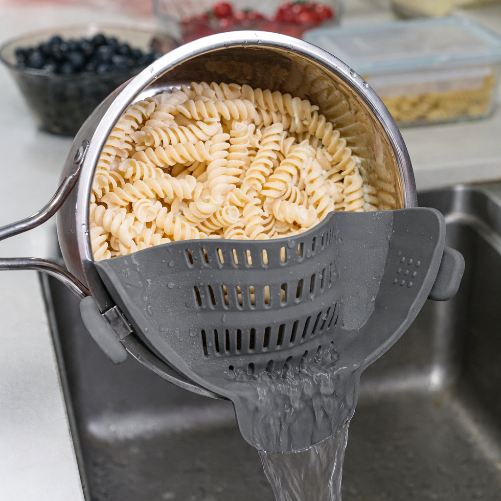 2Pc StrainLock™ - Easier Straining, Less Dishes