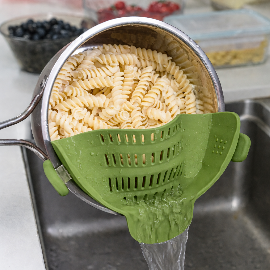 2Pc StrainLock™ - Easier Straining, Less Dishes