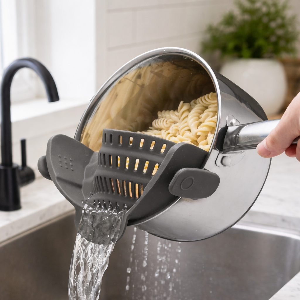 2Pc StrainLock™ - Easier Straining, Less Dishes