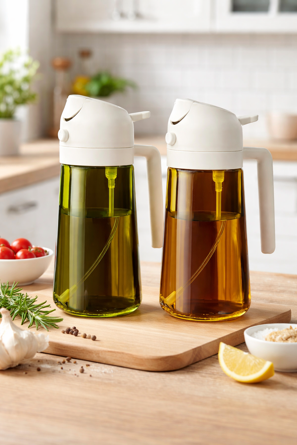 2Pc 470ml Dark Glass Oil Sprayer & Dispenser