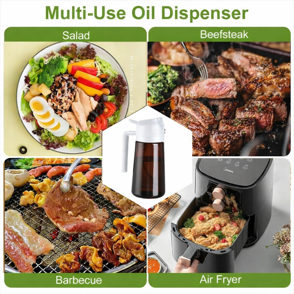 2Pc 470ml Dark Glass Oil Sprayer & Dispenser