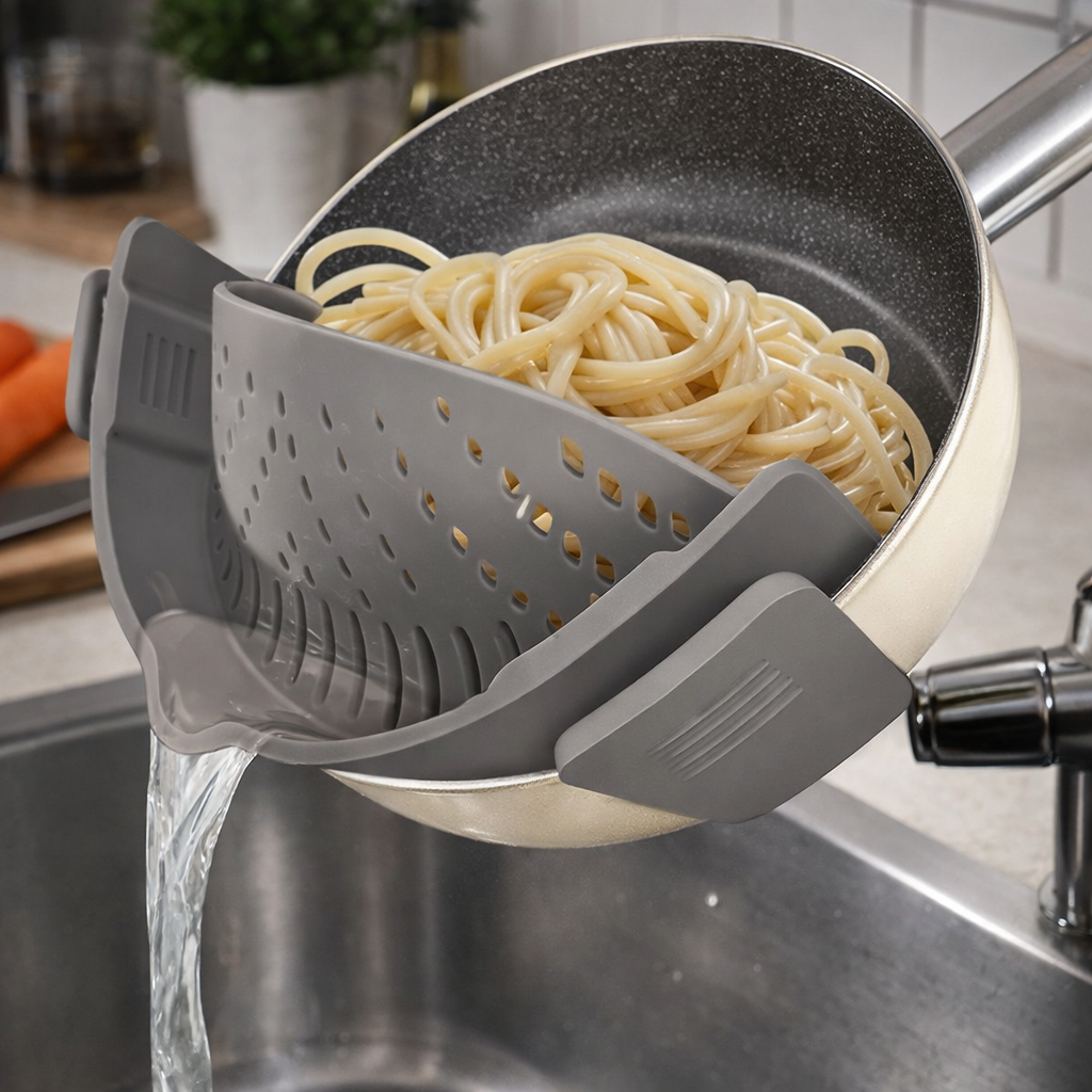 StrainLock™ - Easier Straining, Less Dishes