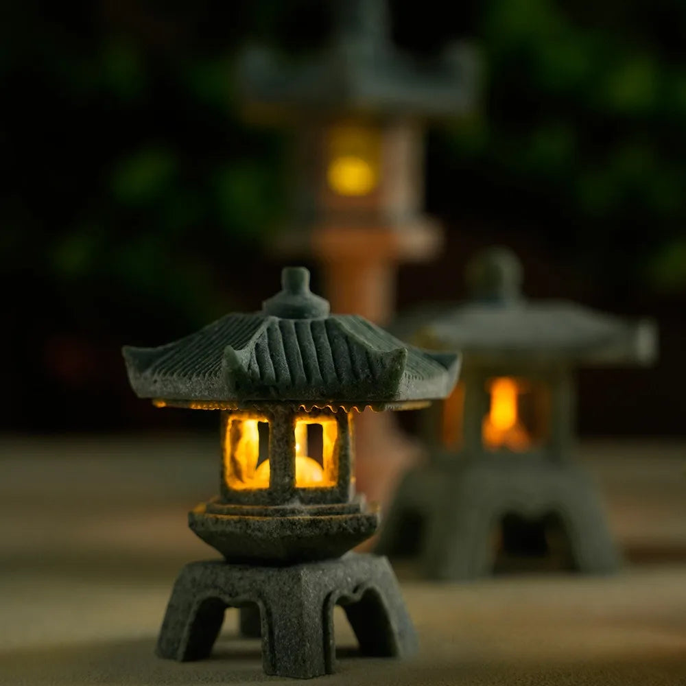 Mini Pagoda Lantern Light Garden Statue