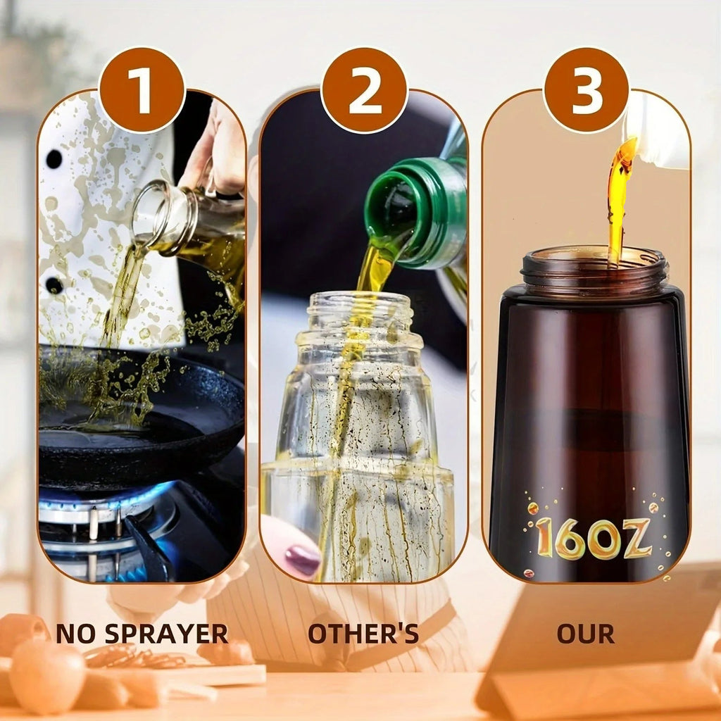 2Pc 470ml Dark Glass Oil Sprayer & Dispenser