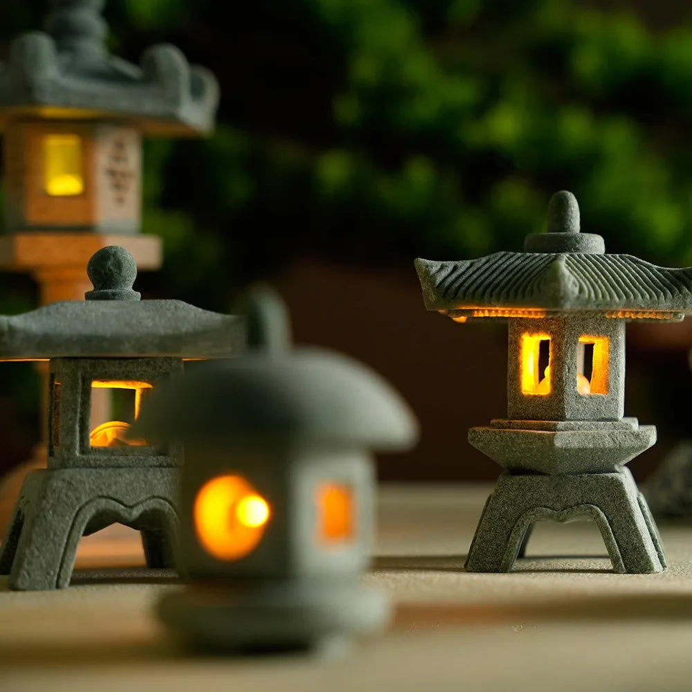 Mini Pagoda Lantern Light Garden Statue