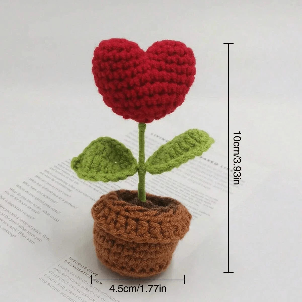 Handmade Knitted Heart Flower