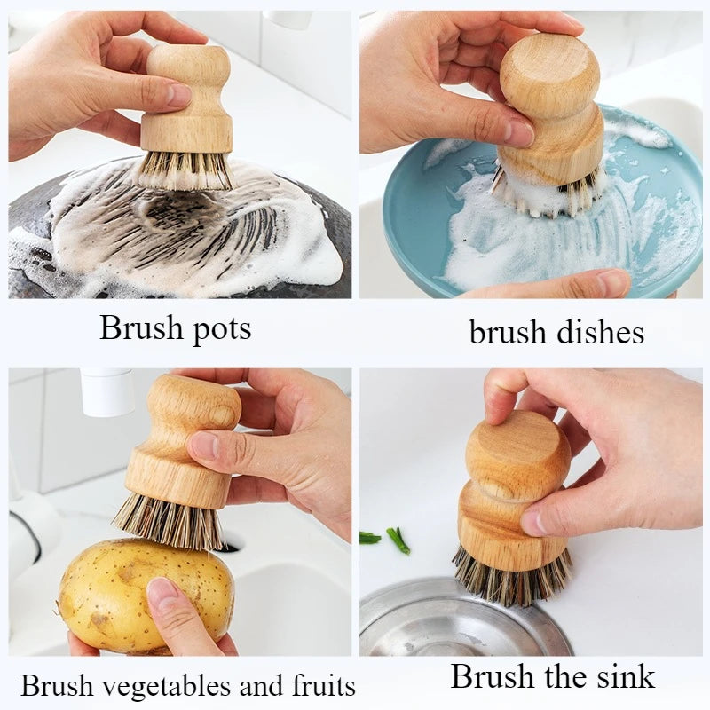 2-Pcs Set Kitchen Wooden Scrubber