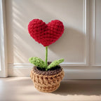 Handmade Knitted Heart Flower