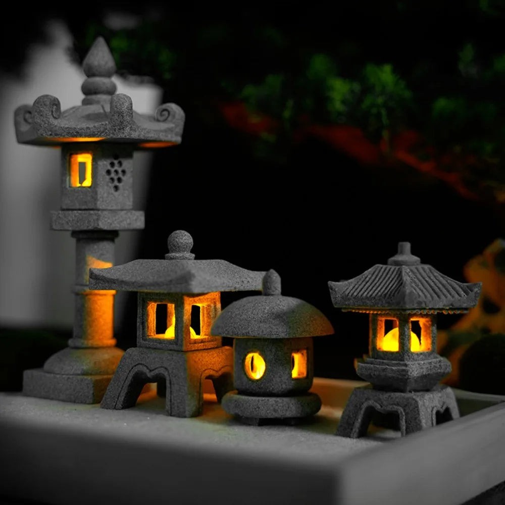 Mini Pagoda Lantern Light Garden Statue