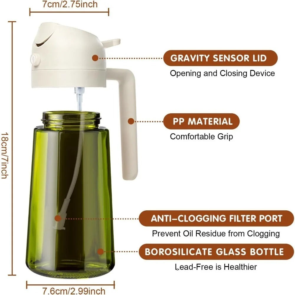 2Pc 470ml Dark Glass Oil Sprayer & Dispenser